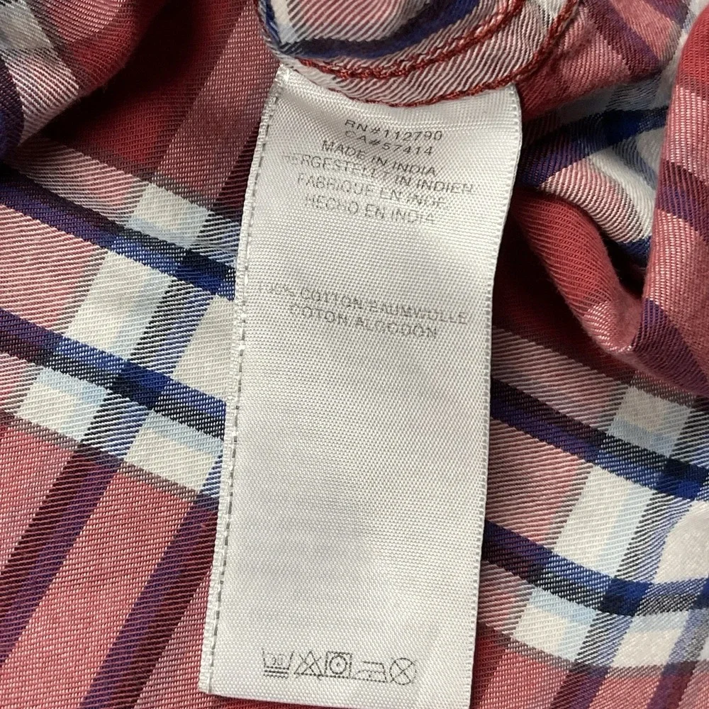 True Religion Brand Jeans Plaid Western Snap Shirt Men's M Short Sleeve Red Blue